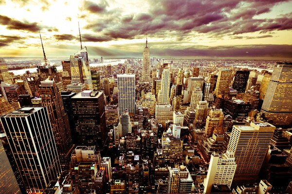 From a bird s-eye view - clouds over New York