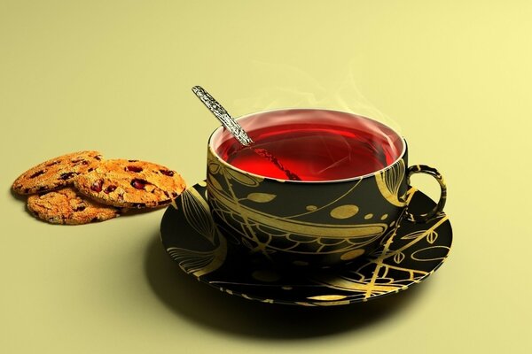 Photo hot tea and cookies