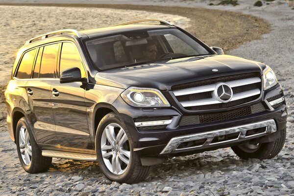 En la carretera se encuentra un Mercedes negro en el fondo del agua