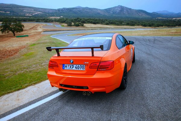 Beautiful bright car on the road