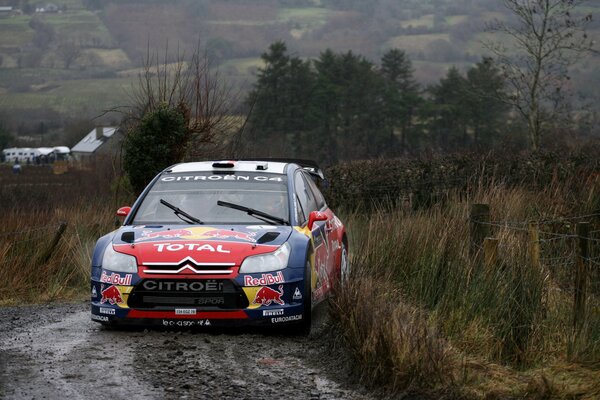 Citroen ds3. Red bulls. Cloudy weather