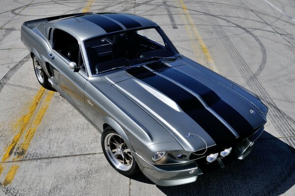 Silberner Ford Mustang eleanor gt500