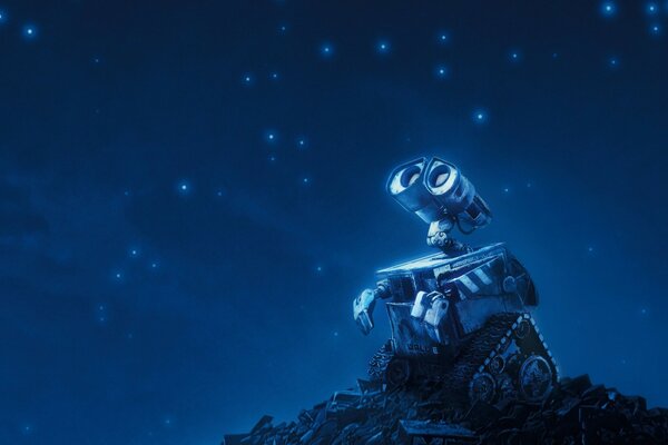 Robot Valli mirando las estrellas