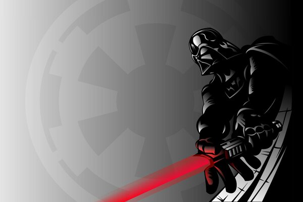 Imagen vectorial concisa de Darth Vader con una espada fantástica