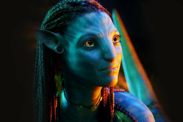 Neytiri from Avatar looks into the distance