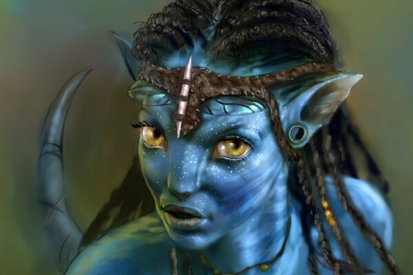 A painted girl in the guise of an avatar