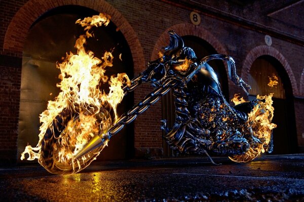 Ghost rider on a bike