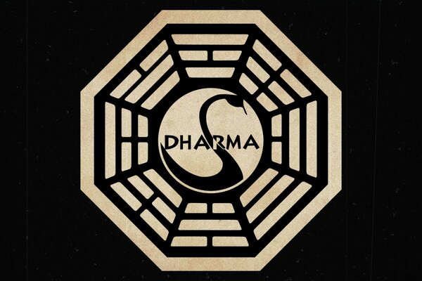 Dharma-Zeichen auf schwarzem Hintergrund