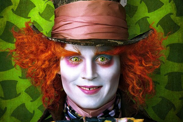 The brightly made-up mad hatter