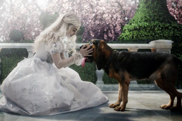 Alice in Wonderland with a dog