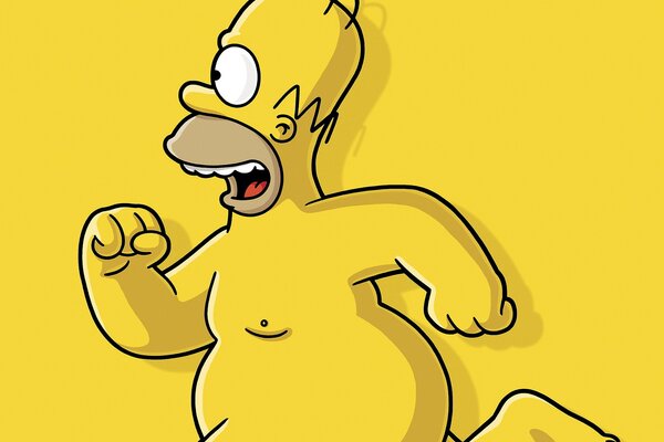 Homer der Simpsons auf gelbem Hintergrund