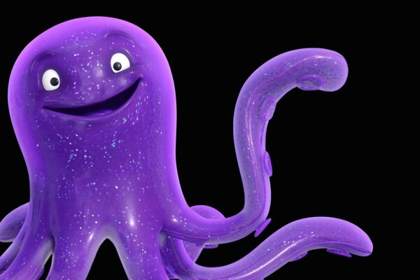 Funny purple octopus from the cartoon