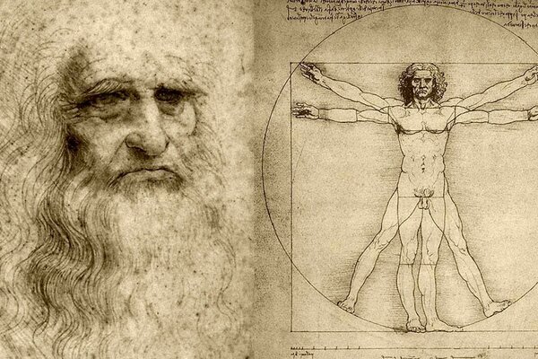 Der vitruvianische Mann ist eine Zeichnung von Leonardo da Vinci