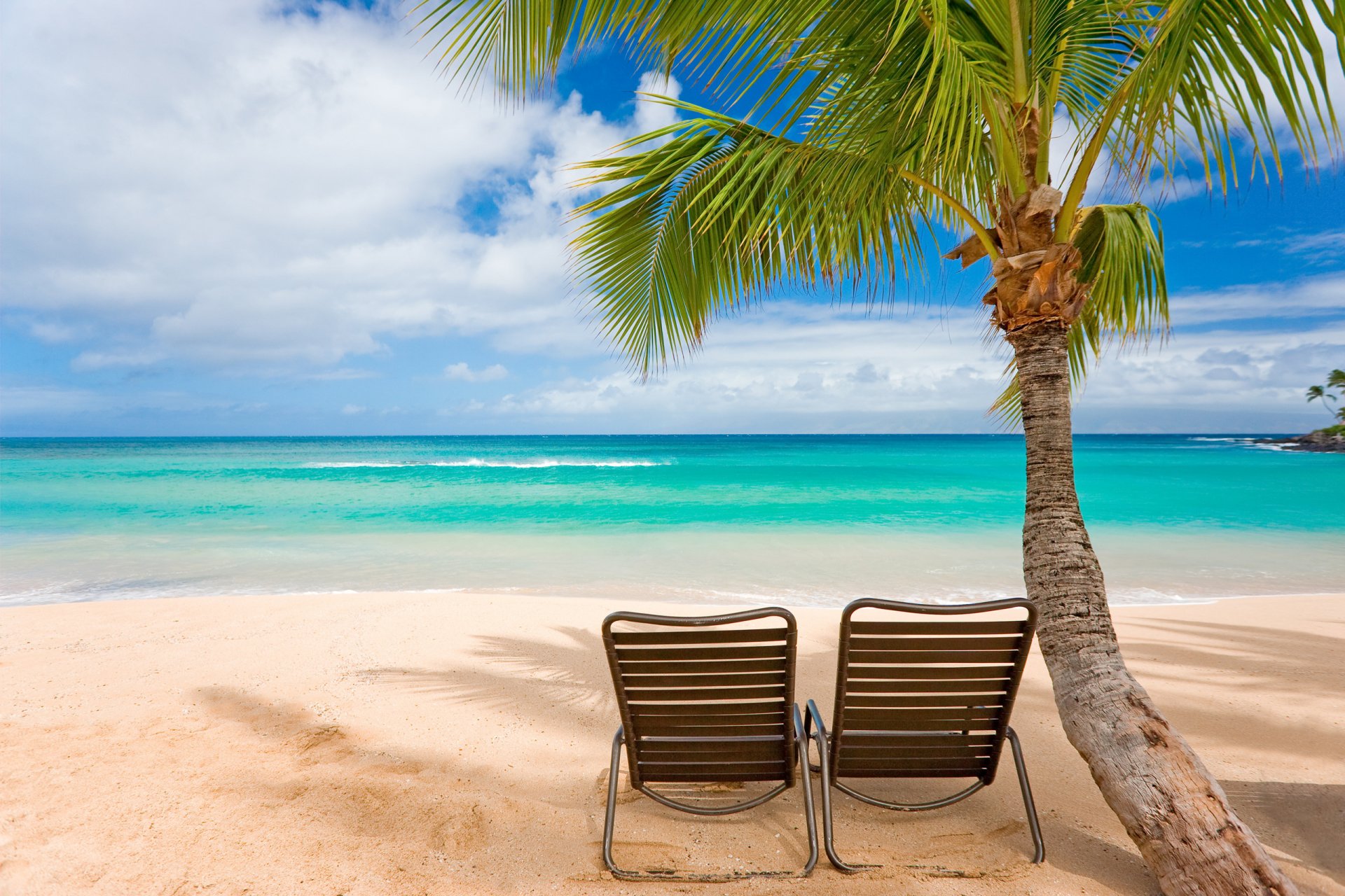 verano islas calor ocio estado de ánimo paisajes costa playa sillas sillones tumbonas palmeras árboles mar olas agua océano