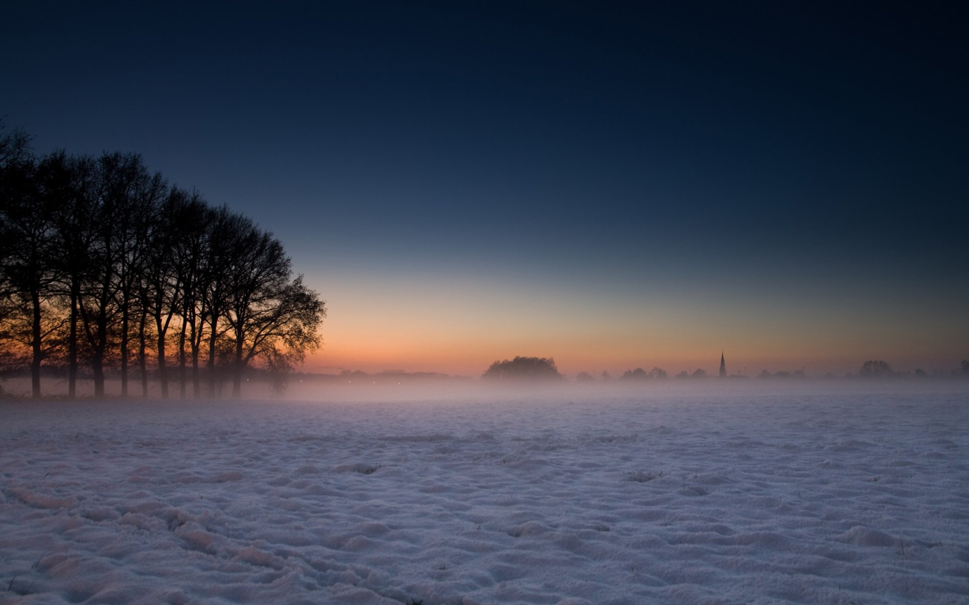 landschaften nebel baum bäume schnee winter