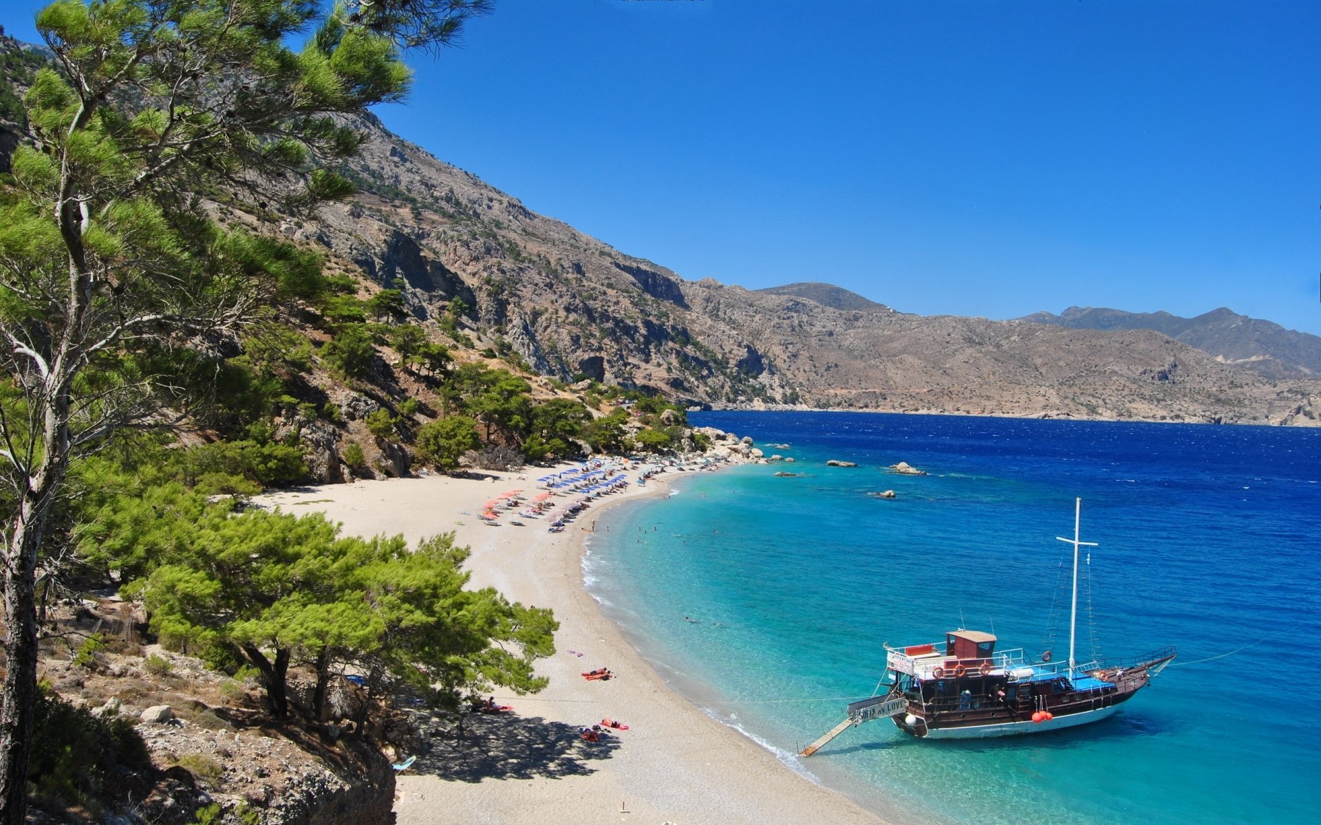 greece beach sea yacht summer