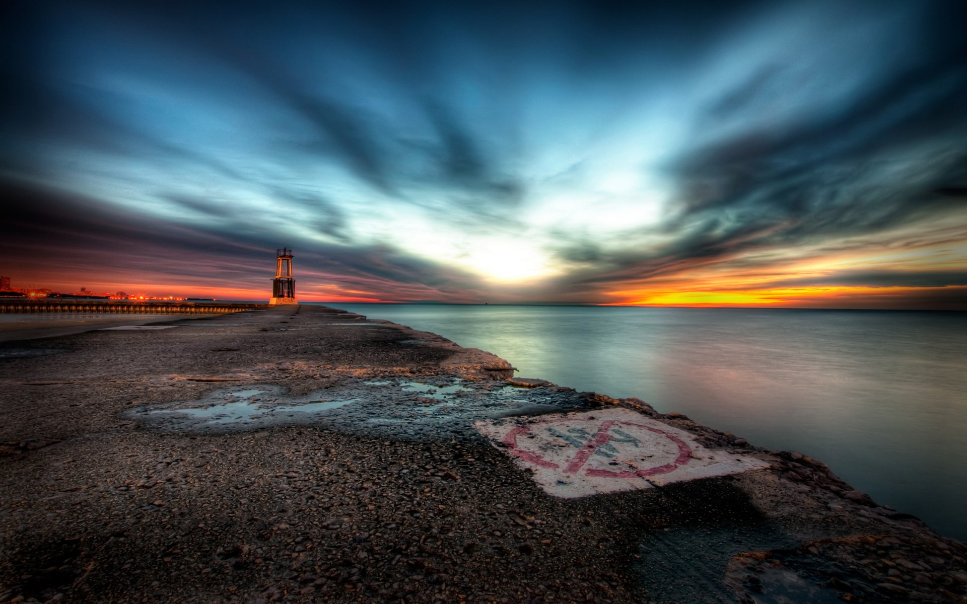 krajobrazy woda nabrzeże przystań port niebo plamy hdr