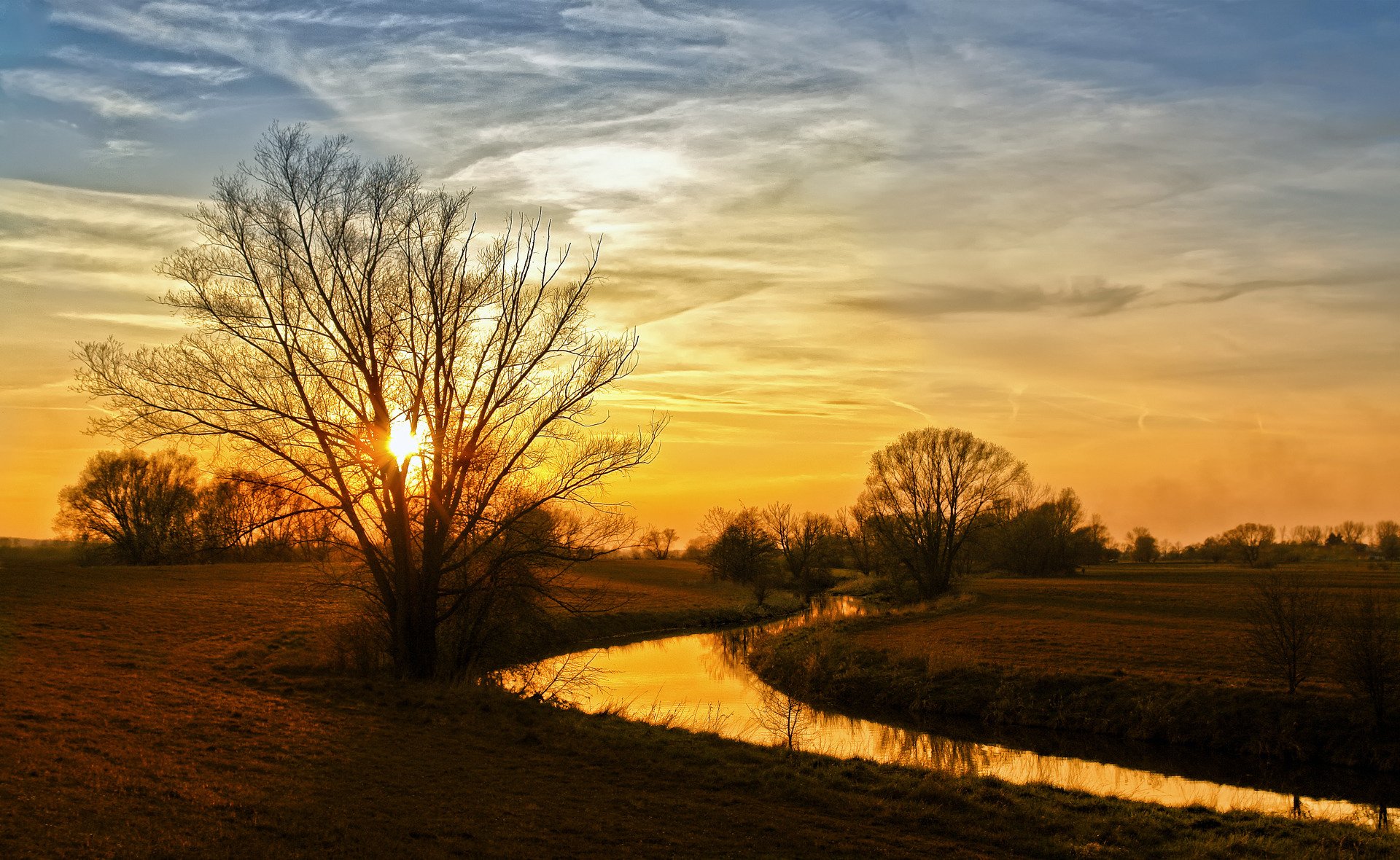 landschaft natur herbst ufer fluss bäume