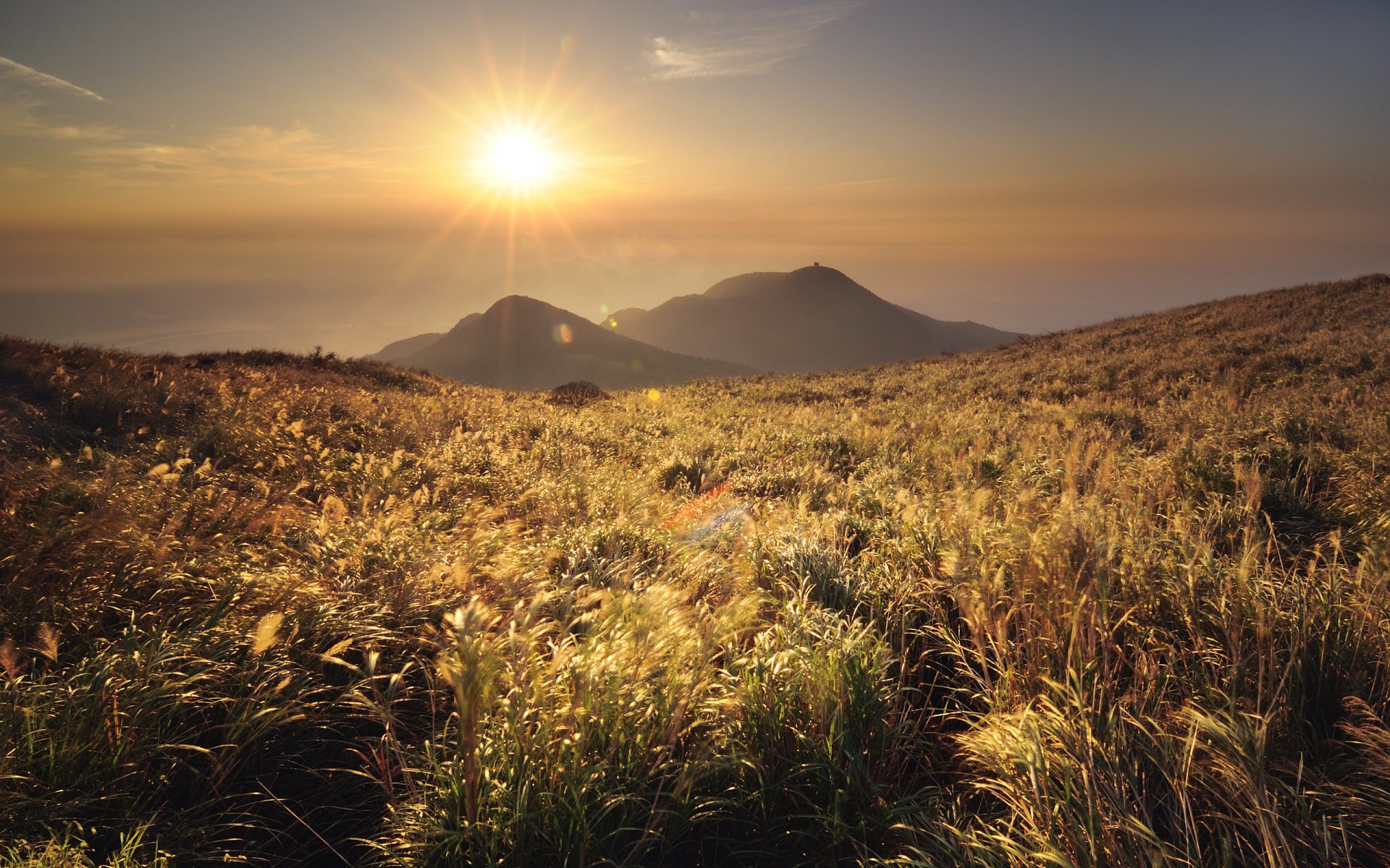 landscapes china mountains grass mountain hills sun view places beautiful nature sky morning