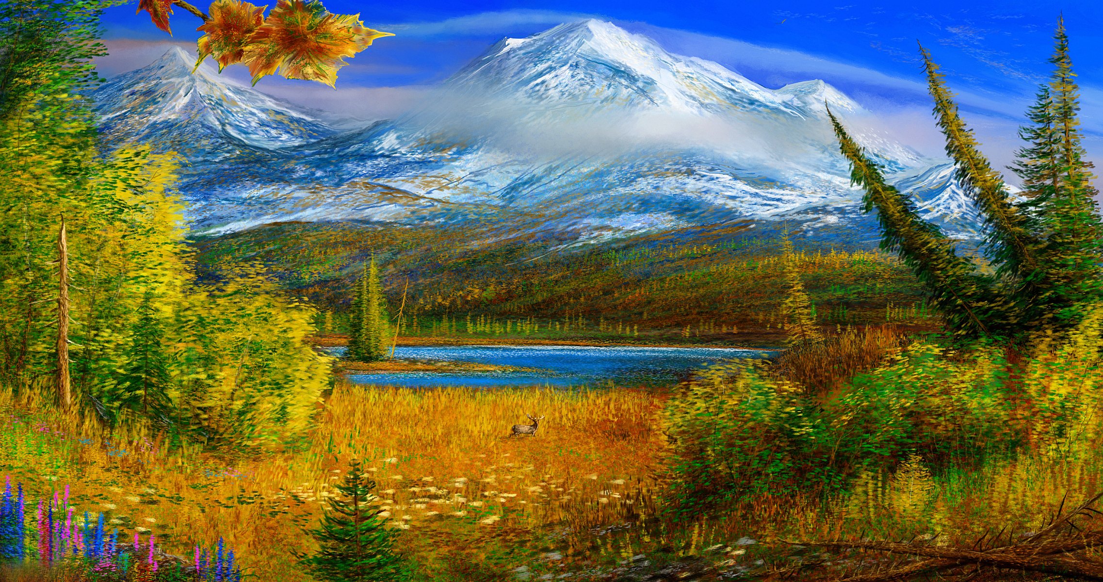 alaska automne montagnes peinture