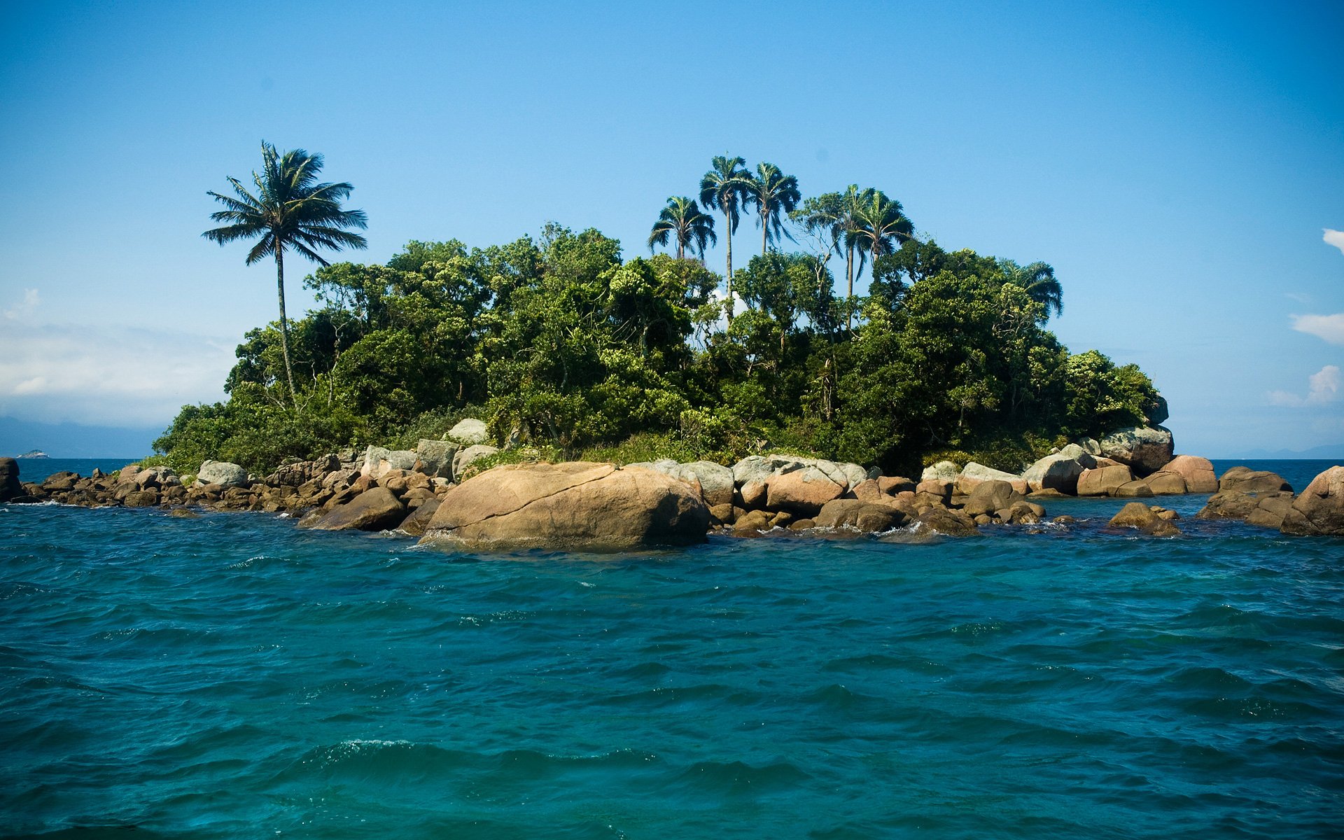 paysage îles palmiers sud mer eau océan vagues