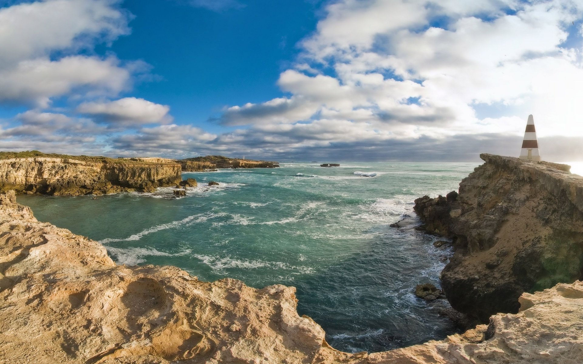 paesaggio faro rocce rocce acqua natura