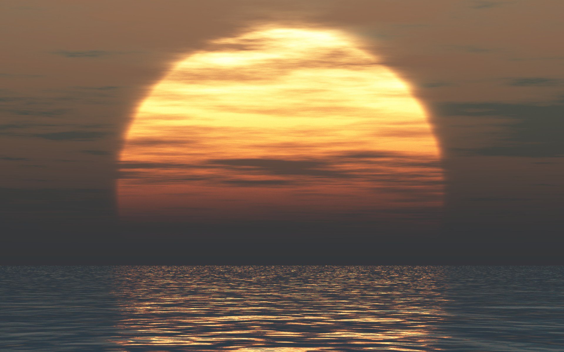 unset sun sea