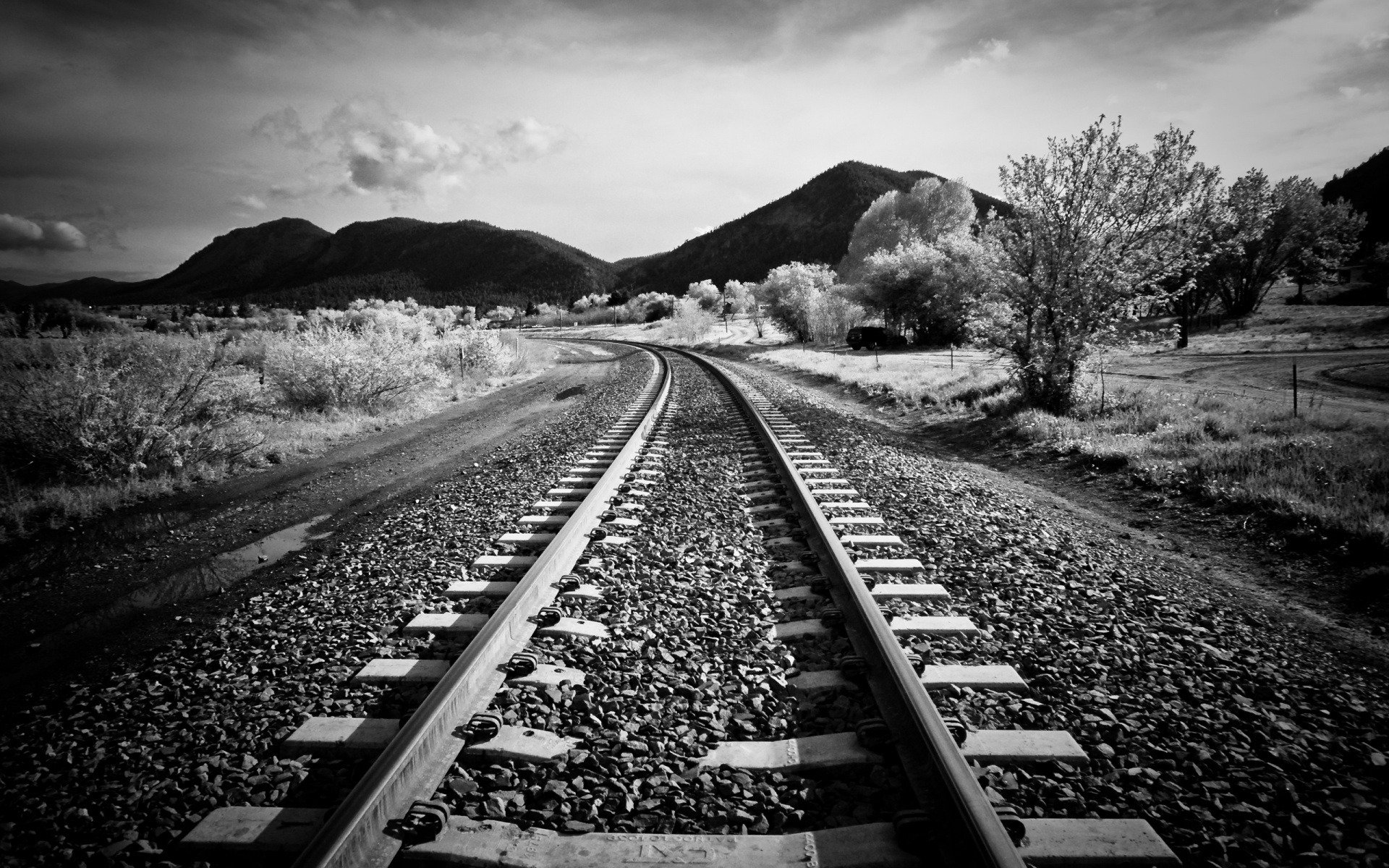 ferrocarril rieles durmientes paisaje