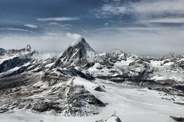 Landscape of mountains against the sky