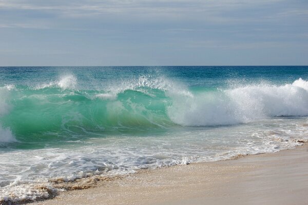 Sea waves are beating on the shore