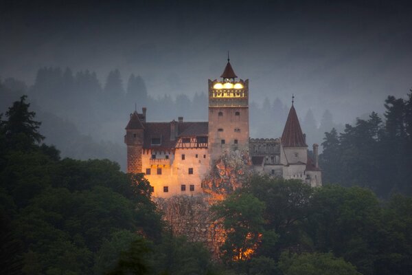 Dracula s castle. Night Transylvania