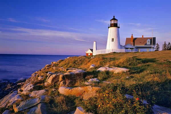 Lighthouse on the hill. Sea view