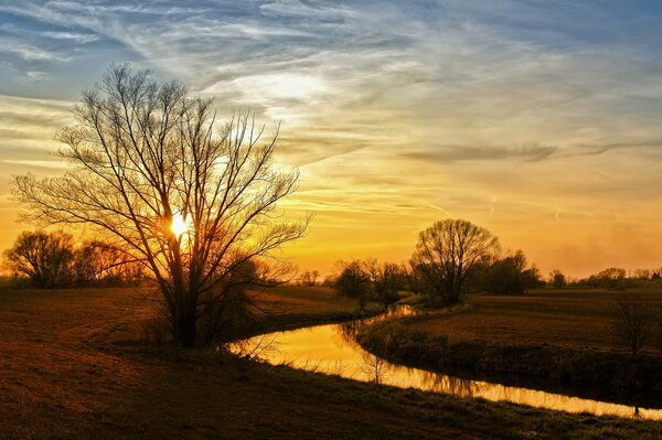 Landscape nature autumn and river banks