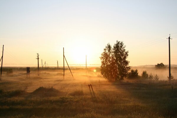 Leichter Nebel bei Sonnenuntergang