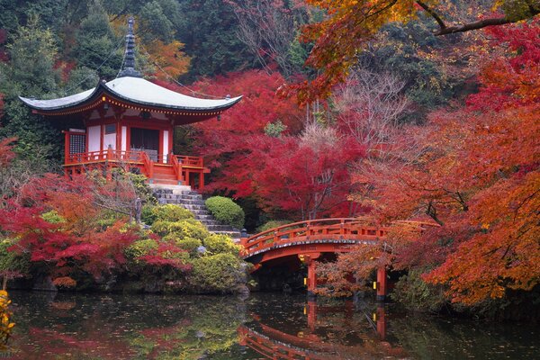 Japanische Schönheit der Natur und Architektur