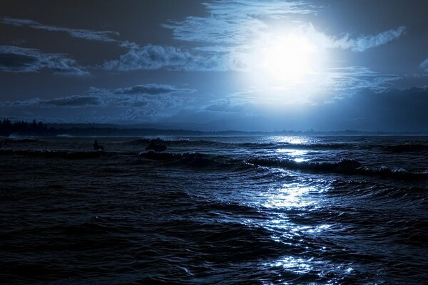 Night sky on the background of seascapes