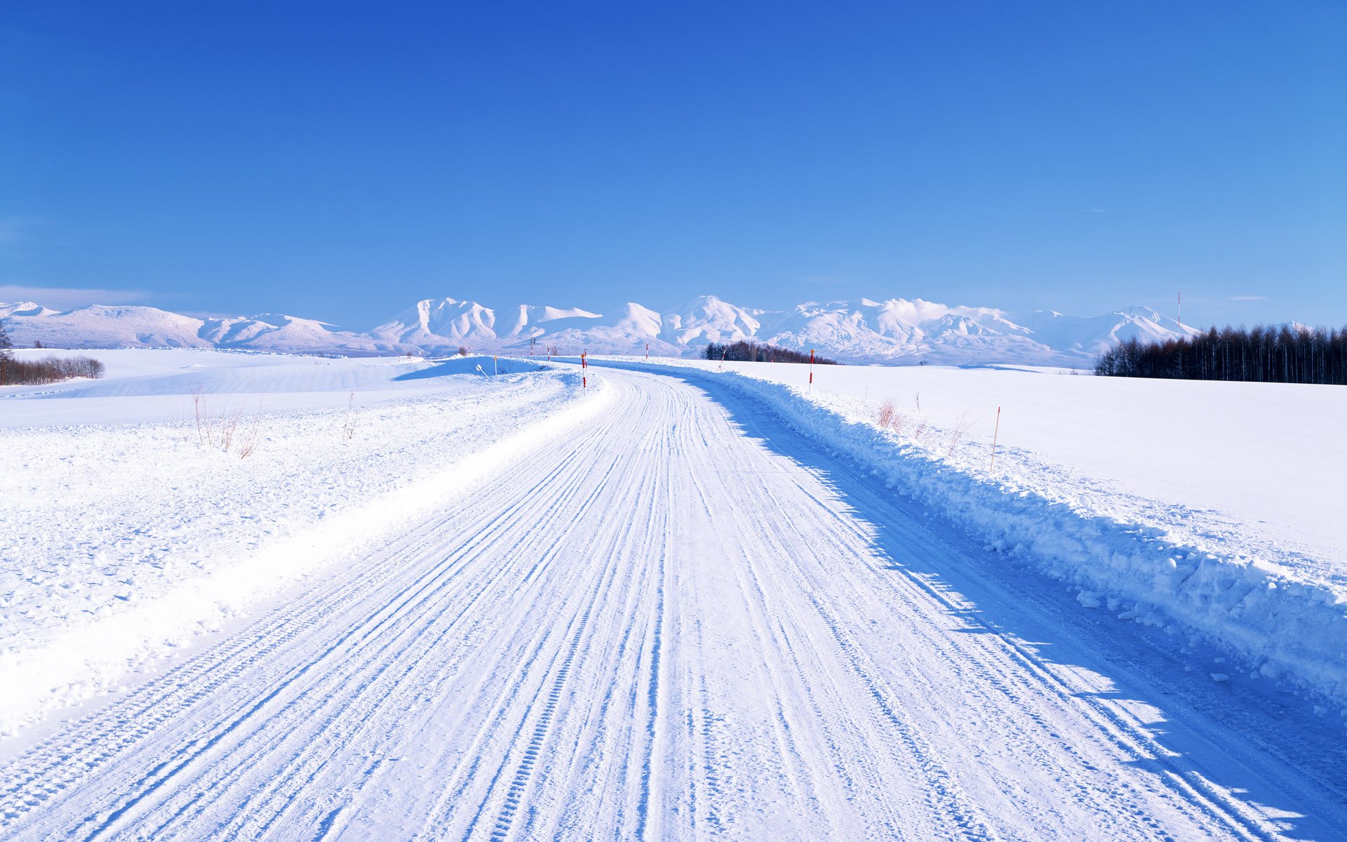 invierno carretera horizonte montañas