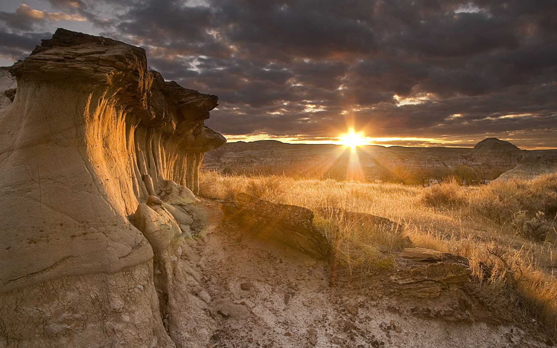 felsen sonnenuntergang wolken