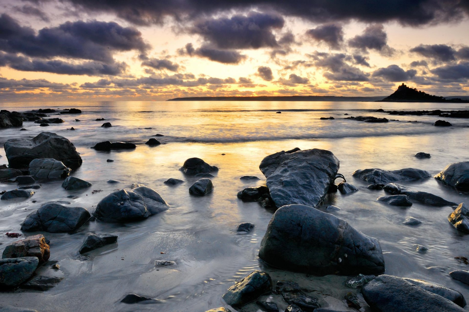 ozean wasser steine abend himmel foto