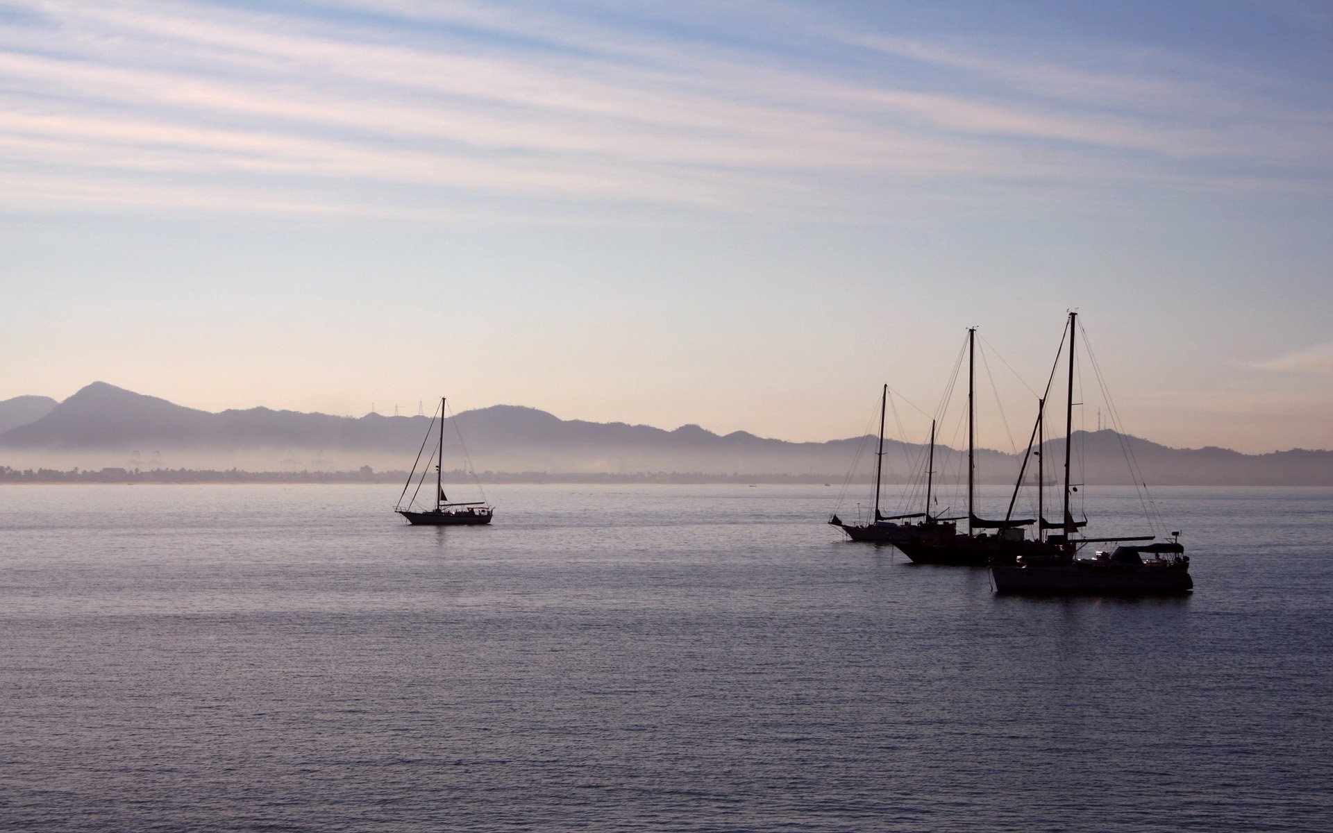 yachts bateaux mer ciel matin paysage silence douceur tranquillité