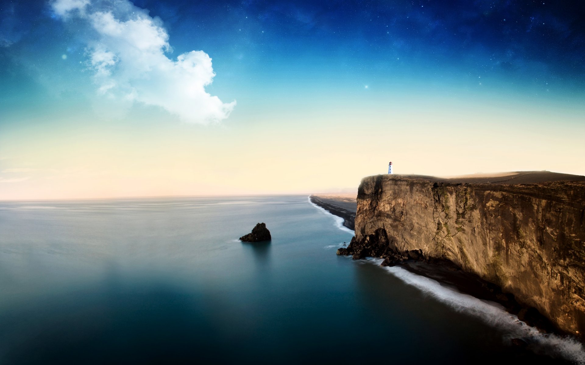 landscape rock sea sky