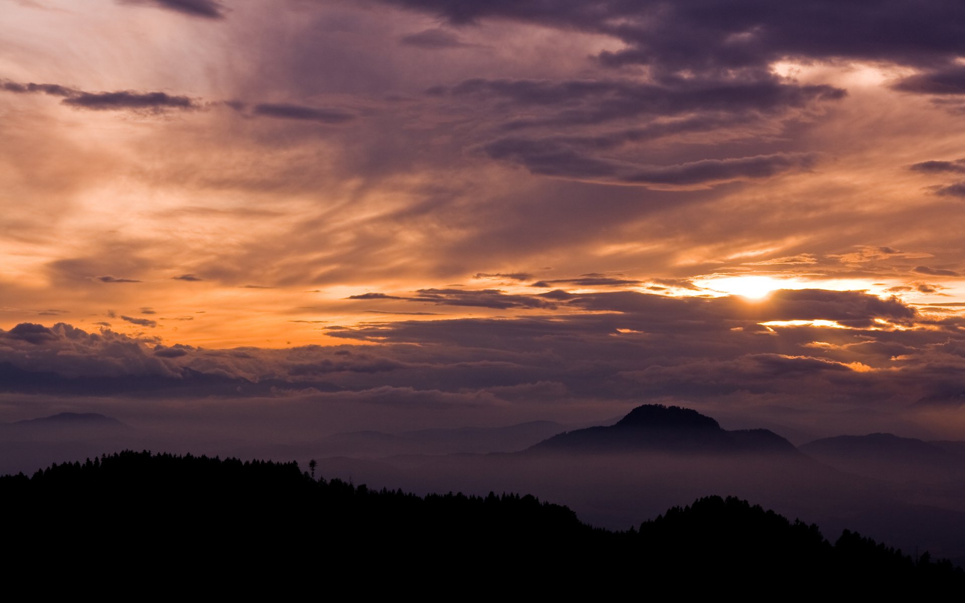 soir montagnes paysage nuages vue nature