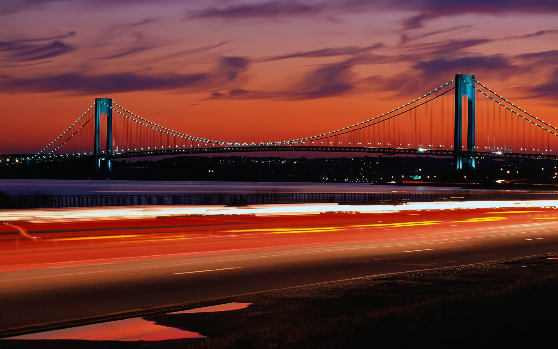 landscape bridge road light night