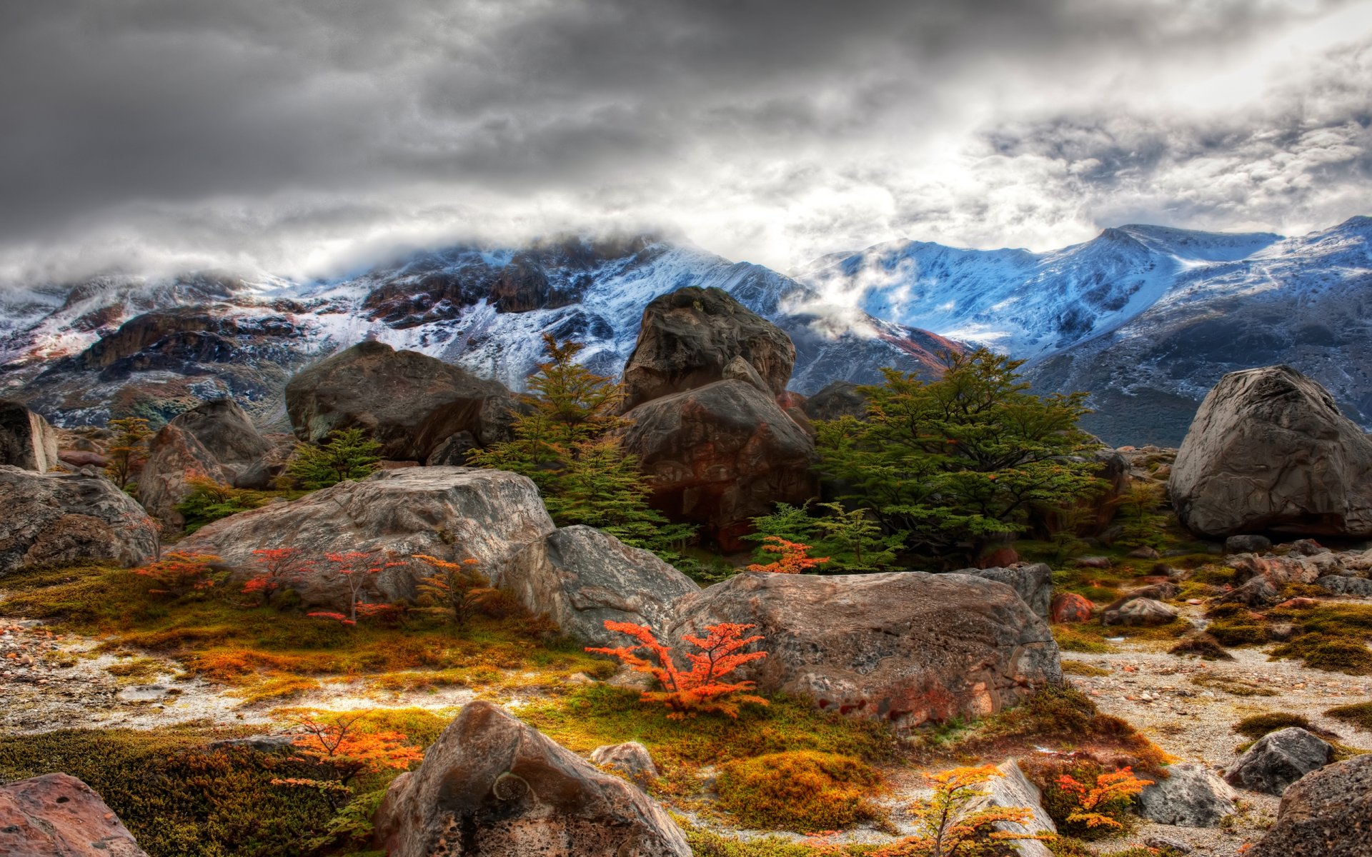 landscape stones nature clouds rock