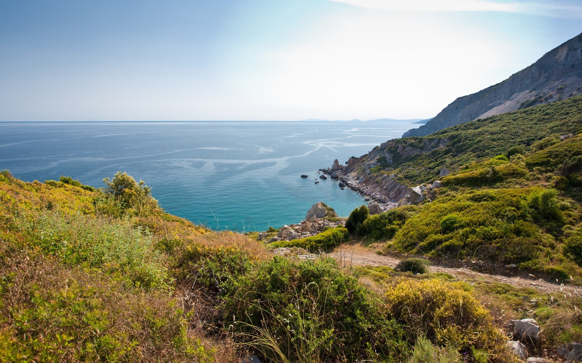 paesaggio natura vista mare oceano acqua rocce riva piante cielo