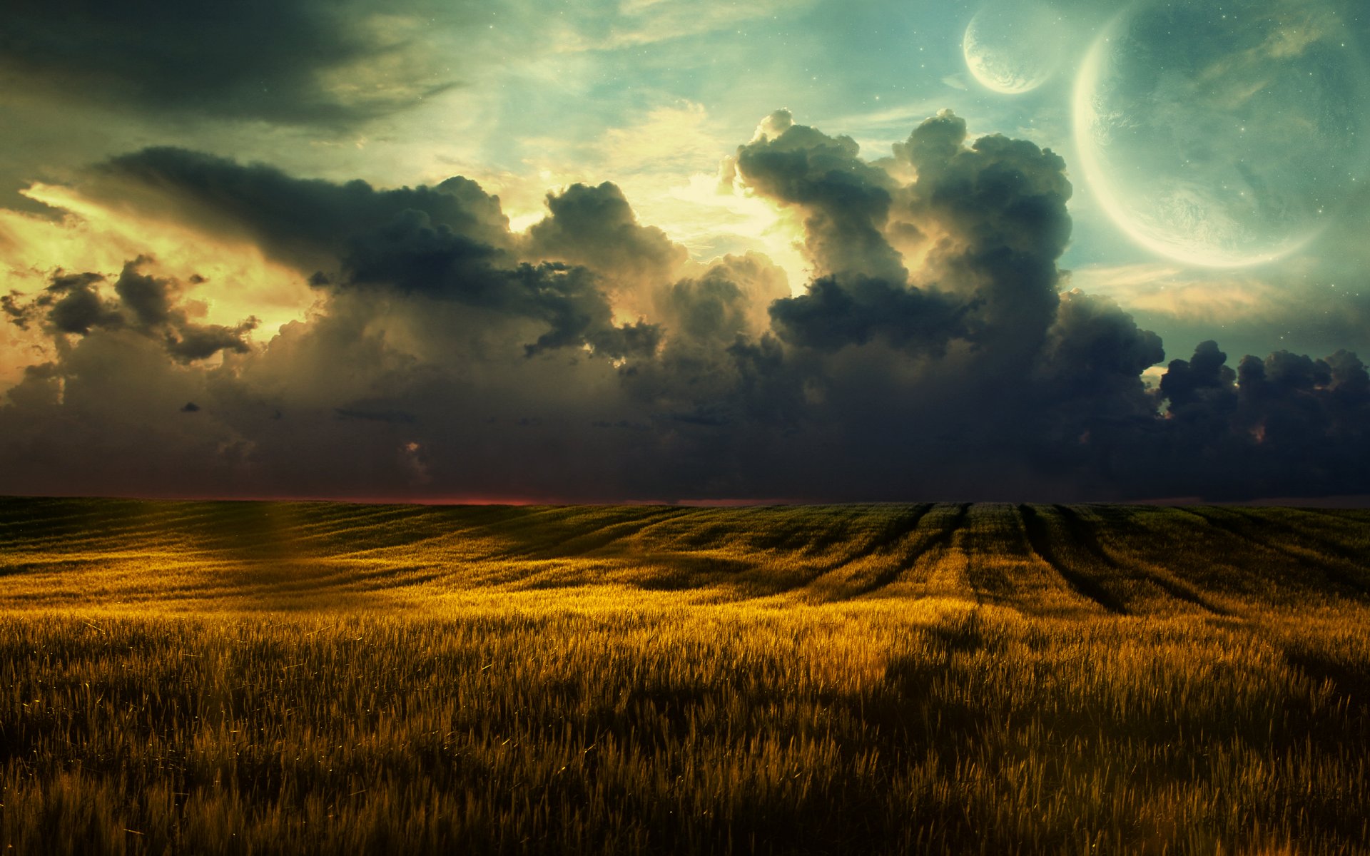 landschaft natur felder wolken weizen feld