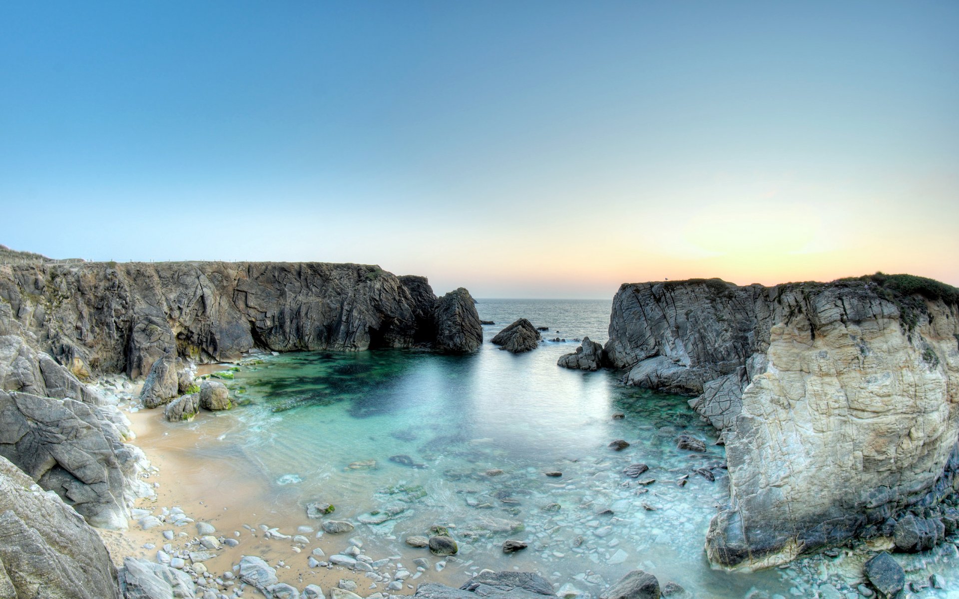 пляж франция quiberon полуостров скалы