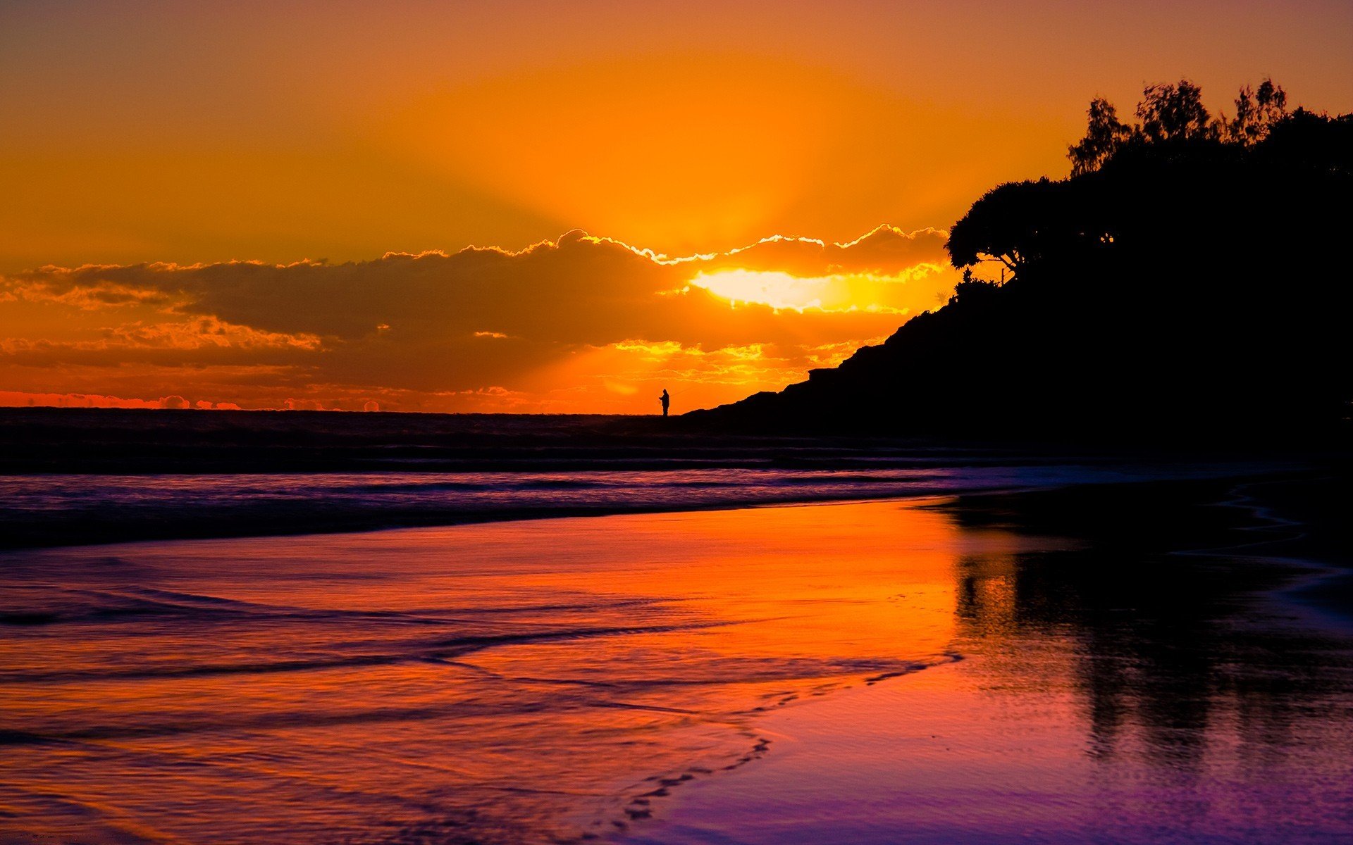 paysage côte homme couchers de soleil coucher de soleil nuages soirée plage côte