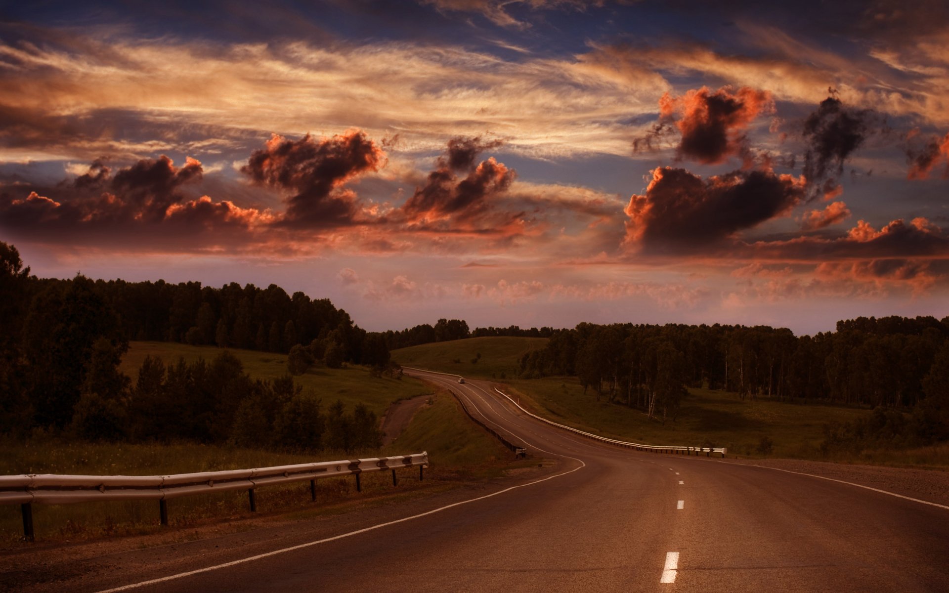 roads in the villages road horizon forest sky