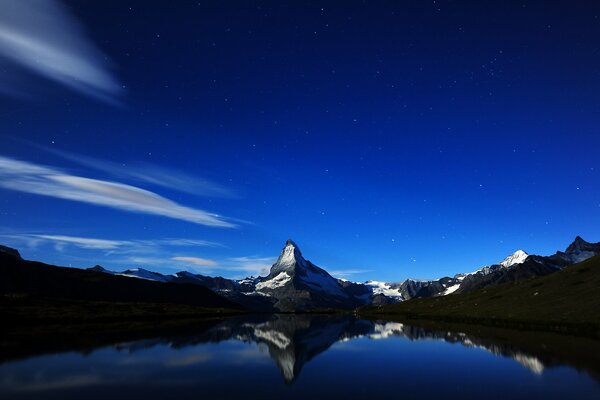 The mountains in Switzerland are especially beautiful at night